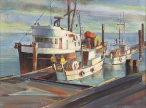 JACKSON Ronald Threlkeld 1902-1992,Fishing Boats at the Dock,Maynards CA 2024-04-17