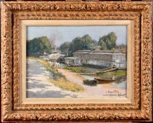 JACOB Alexandre LOUIS 1876-1972,Péniche en bord de Seine,Osenat FR 2023-11-26