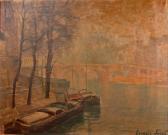 JACOB Germain 1800-1900,Pont Neuf à Paris avec péniches,1824,Brissoneau FR 2018-03-21