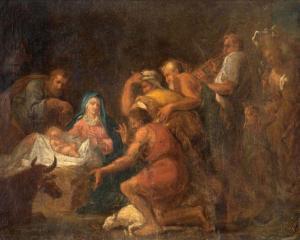 JACOB JORDAENS BAUCIS & PHILEMON,L'Adoration des bergers,1660,Aguttes FR 2019-12-17