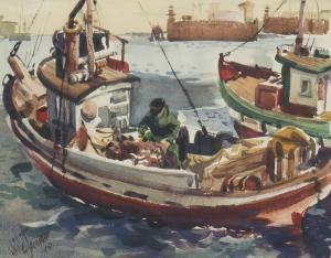 JACOBE Neil 1924-1992,Fishing Boats - Pedro,1949,John Moran Auctioneers US 2019-08-25