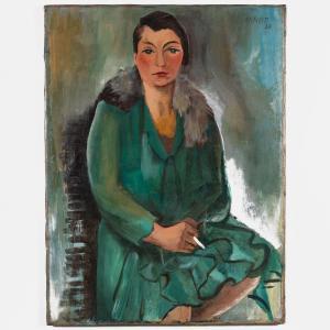 JACOBI Annot 1894-1981,Portrait of a Seated Lady in Green,1932,Stair Galleries US 2023-11-30