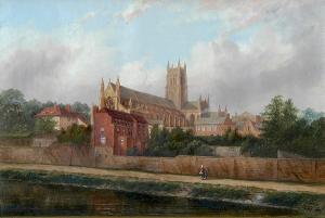 JACOBI M.M,Hereford Cathedral with figures by the river,Bonhams GB 2004-09-22
