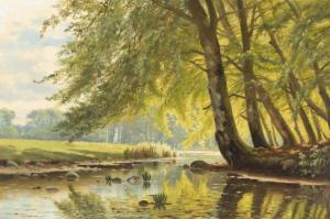 JACOBSEN August 1868-1955,A forest scenery a sunny day,Bruun Rasmussen DK 2019-03-04