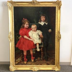 JACOMIN Alfred Louis Vigny 1842-1913,Portrait of Three Children,Skinner US 2019-03-22