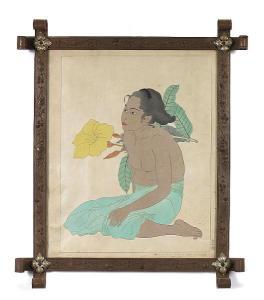 JACOULET Paul 1896-1960,Jeune Fille de Saipan Et Fleur D'Habiscus. Marianes.,Bonhams GB 2011-10-30