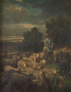 JACQUE Charles Emile 1813-1894,Herder and His Flock,1881,Freeman US 2024-04-17