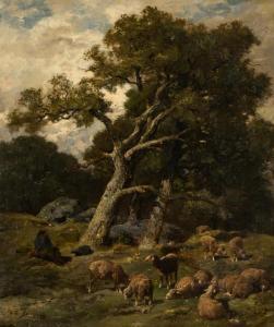 JACQUE Charles Emile 1813-1894,Shepherd with Flock in Landscape,Abell A.N. US 2024-03-10
