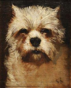 JADIN George,Portrait de chien terrier,1893,Osenat FR 2011-06-12