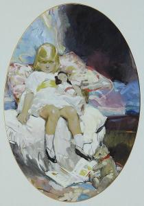 JAGGER David 1891-1958,Little Girl with Teddy Bear and Doll,Clars Auction Gallery US 2014-12-14