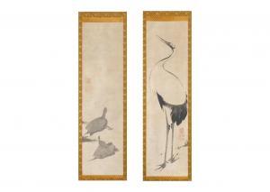 JAKUCHU Ito 1716-1800,A CRANE AND TURTLES,Ise Art JP 2023-04-29