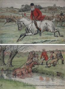 JALLAND J.H,Scène de chasse, et épisode de chasse à courre au ,19th century,Gautier-Goxe-Belaisch, Enghien Hotel des ventes 2019-10-20