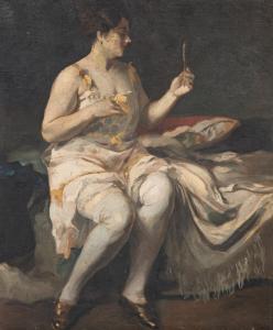 JAMBOR Lajos, Louis 1884-1955,Seated Woman Holding a Mirror,Hindman US 2021-12-13