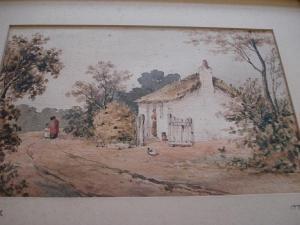 JAMES E,Figures on a track by a thatched cottage,Bonhams GB 2011-01-05