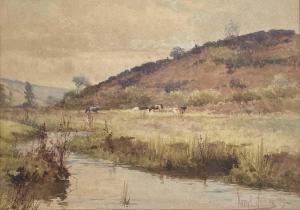 JAMES Harry E. 1870-1920,Grazing Beside a River,1889,David Lay GB 2022-09-15