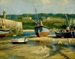 JAMESON Frank 1899-1968,St. Ives Harbour at Low Tide,1938,David Lay GB 2022-11-03