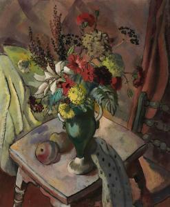 JAMESON Joan,STILL LIFE OF FLOWERS IN A VASE AND APPLES ON A TA,De Veres Art Auctions 2023-11-21
