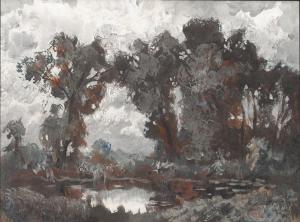 Jamontt Bronisław 1886-1957,Trees by the pond,1943,Desa Unicum PL 2022-04-26