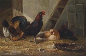 JAN BOS Gerard 1860-1943,Chickens in the Barn,Palais Dorotheum AT 2011-12-06