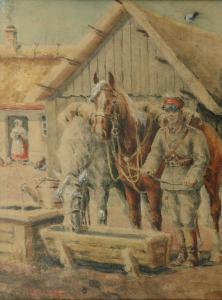 jan jakowicz 1878-1969,Ułan pojący konie,Rempex PL 2008-01-30