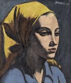 JANEBE Jeanne Baraud Pellet,Bildnis einer Frau mit gelbem Kopftuch.,Dobiaschofsky 2009-05-13