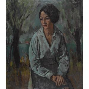 JANEBE,Sitzende Frau im Freien.,1966,Dobiaschofsky CH 2015-11-04