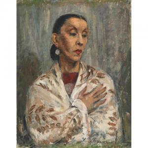 janes violetta 1910-1994,PORTRAIT OF A WOMAN IN A PATTERNED SHAWL,Waddington's CA 2009-10-19