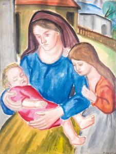 JANKAY Tibor 1899-1944,Mother with her children,Nagyhazi galeria HU 2021-02-23