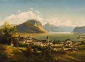 JANKOWSKI Johann Wilhelm,Blick auf Gmunden am Traunsee,1864,im Kinsky Auktionshaus 2023-11-28