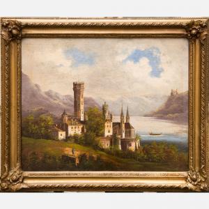 JANKOWSKI Johann Wilhelm 1825-1870,landscape with castle,Deutsch AT 2024-02-15