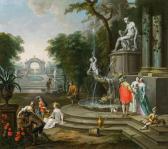 JANNECK Franz Christoph 1703-1761,Elegant scene in a park with a palace,1735,im Kinsky Auktionshaus 2015-11-26