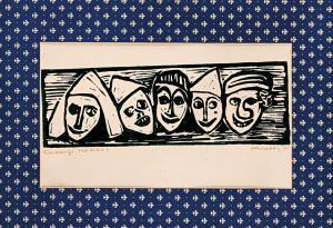 JANOSSY Ferenc 1926-1982,Carnival masks,1971,Nagyhazi galeria HU 2020-12-02