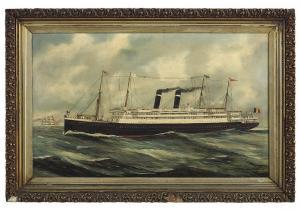 JANSEN ALFRED J,Steamship with Double Funnel, Pulling into the Por,New Orleans Auction 2019-10-13