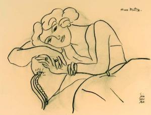 JANSEN Geert Jan 1944,Vrouw rustend op kussen, naar Henri Matisse,Venduehuis NL 2009-09-02