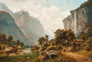 JANSEN Joseph,A view of Lauterbrunnen and Staubbach Falls, Switz,Palais Dorotheum 2023-09-07