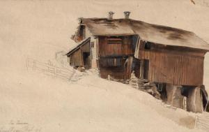 JANSEN Joseph,Bergbauernhof im Engelbergertal in der Schweiz,1864,Galerie Bassenge 2022-06-03