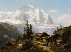 JANSEN Luise 1835-1912,Schweizer Gebirgspanorama mit Gletschermassiv, im ,Zeller DE 2019-11-27