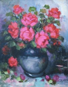 JANSEN T.H 1900,Red roses in a vase,Rosebery's GB 2006-01-17