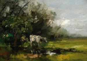 JANSEN Willem George Fred 1871-1949,A cow near a pond,Glerum NL 2008-10-13