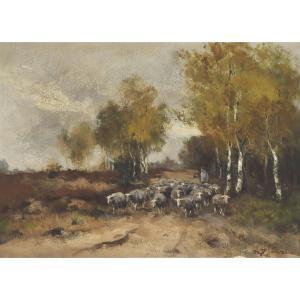JANSEN Willem George Fred 1871-1949,UNTITLED (TENDING TO THE SHEEP),Waddington's CA 2023-12-14
