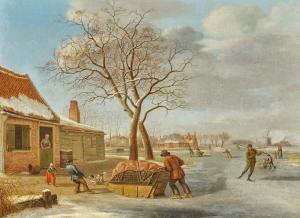 JANSON Johannes, Jacobus,Dutch Winter Landscape with People on Ice.,1768,Van Ham 2023-11-17