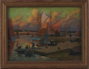 JANSSAUD Mathurin 1857-1940,Bateaux à quai à Concarneau,Adjug'art FR 2023-07-08