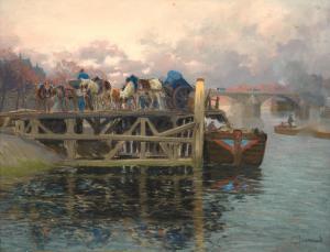 JANSSAUD Mathurin 1857-1940,Déchargement d\’une barge sur les bords de Seine,Rossini FR 2023-06-29