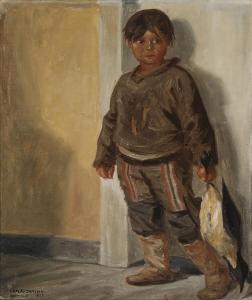 JANSSEN Luplau,A portrait of a boy in traditional inuit dress,1925,Bruun Rasmussen 2023-07-31
