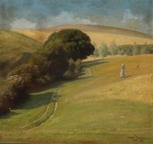 JANSSEN Luplau 1869-1927,Landscape with green fields,1891,Bruun Rasmussen DK 2023-10-23