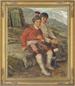 JANSSEN Luplau 1869-1927,Two inuits in a rocky landscape near Upernivik,Christie's GB 2012-04-25