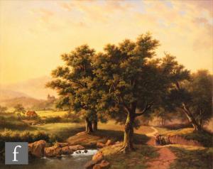 JANSSEN W,Figures on a riverside path in a wooded landscape,Fieldings Auctioneers Limited 2019-08-03