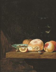 JANSSENS Pieter Elinga,A bread roll, peaches, an orange, a lemon segment,,Christie's 2005-04-22