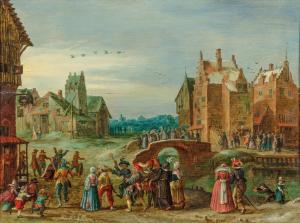 JANSZ. Govert 1578-1620,A carnival procession in a village street on Shrov,Sotheby's GB 2023-06-13