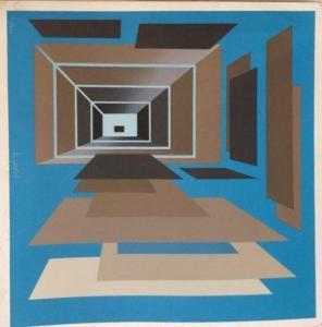 JARDEL Bernard 1932-1984,Composition sur fond bleu,Rossini FR 2022-02-28